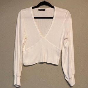 Cream colored long sleeve crop
